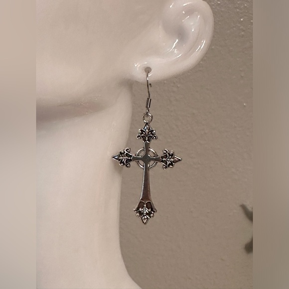 Cross Earrings Large Cross Earrings Dangle Gothic Religious - Picture 4 of 5